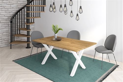 Support - Pieds - Chevalet - en Forme de X - Pieds de table en bois massif - Salon - Salle à manger - Bureau - Laqué blanc - 72x72cm