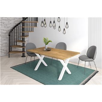 Support - Pieds - Chevalet - en Forme de X - Pieds de table en bois massif - Salon - Salle à manger - Bureau - Laqué blanc - 72x72cm - 1