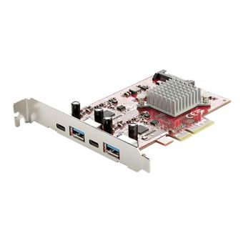 StarTech.com 4-Port USB PCIe Kaart - 10Gbps USB PCI Express Uitbreidingskaart met 2 Controllers - 2x USB-C & 2x USB-A ports (USB 3.2/3.1 Gen 2) - USB/USB-C PCI-e Kaart - Full Profile (PEXUSB312A2C2V) - USB-adapter - PCIe 3.0 x4 - USB-C 3.2 Gen 2 x 2 + USB - 1