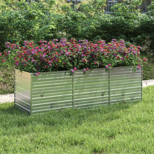 VIDAXL - Carré potager surélevé - Acier galvanisé - 240x80x77 cm - Argent - Image 3