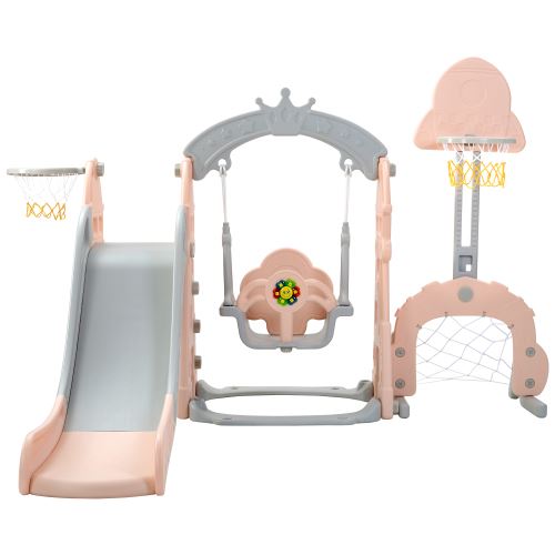 Toboggan JW-221 5 en 1 Multifonction pour enfant 2-8 ans, Glisse 170 cm - Rose
