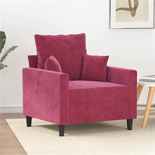 vidaXL - Fauteuil - Velours - Rouge Bordeaux - 60 cm - Image 2