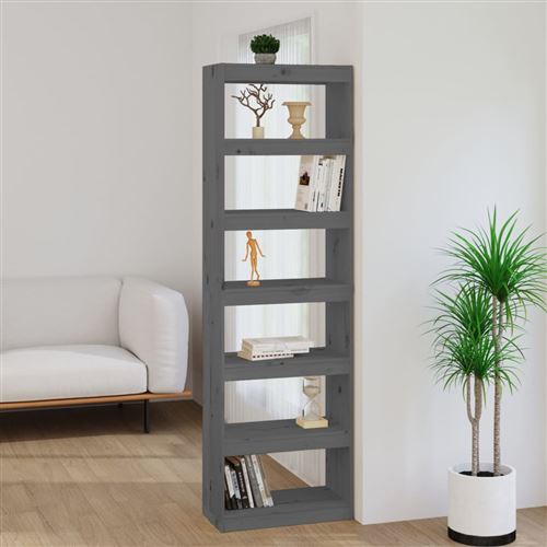 vidaXL Bibliothèque/Séparateur de pièce Gris 60x30x199,5 cm Pin solide