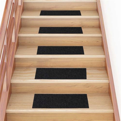 vidaXL Stufenmatten Selbstklebend 30 Stk. 60x25 cm Schwarz Rechteckig