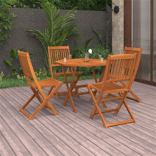  Salon de jardin 5 pi&egrave;ces pliables en bois massif d'acacia Vida XL