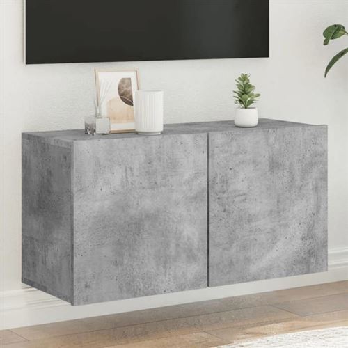 Vidaxl Gris - Meuble Tv Mural Béton 80 Cm - Image 3