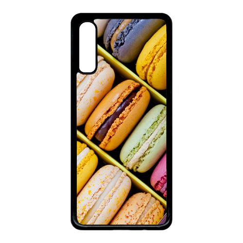 Coque My-Kase pour Galaxy A70 - boite de delicieux macarons - Plastique Noir
