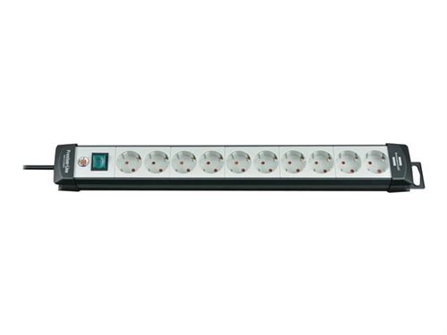 brennenstuhl Premium-Line extension socket H05VV-F 3G1,5 - Coupe-circuit - connecteurs de sortie : 10 - 3 m - noir, gris clair