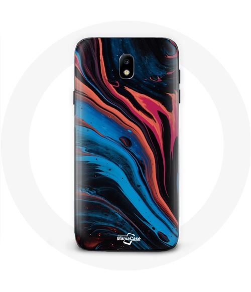 Coque Samsung Galaxy J3 2017 Texture abstraite bleu noir rouge Maniacase