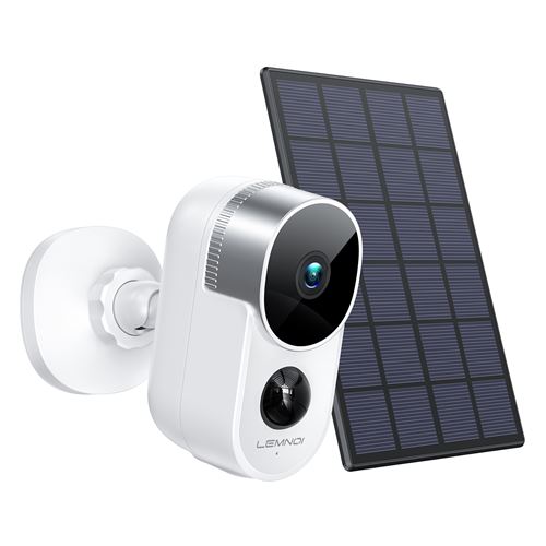 Caméra de Surveillance WiFi Extérieure Batterie Rechargeable avec Panneau Solaire Lemnoi 1080P 10,000 mAh , Etanche IP66, avec Détection PIR, Audio Bidirectionnel