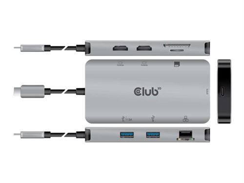 Club 3D - Station d'accueil - USB-C 3.2 Gen 1 / Thunderbolt 3 - HDMI - GigE