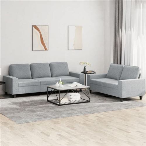Non Communiqué Gris Vidaxl Ensemble De Canapés 2 Pcs Clair Tissu