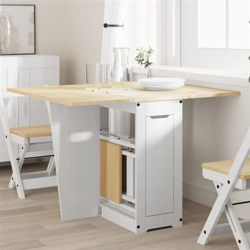 Non Communiqué Blanc Table A Manger Fixe Sans Tiroir 1 Personnes Carre En Bois Massif L 92 Cm