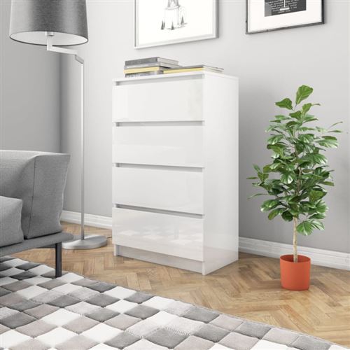 vidaXL Buffet Blanc brillant 60x35x98,5 cm Aggloméré