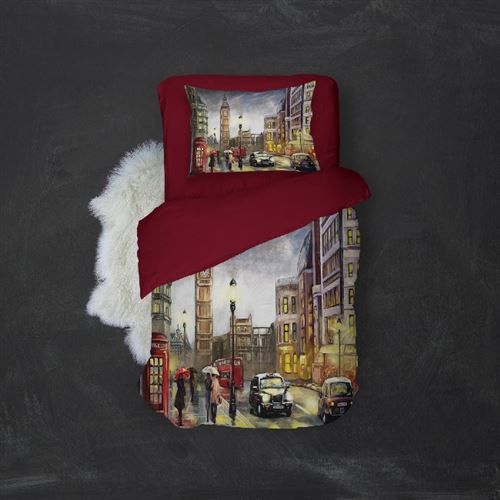 HOMEMANIA Pack oreiller et couette London 1 - Multicolore - 155 x 210 cm