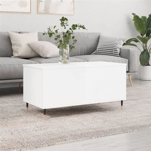 Vidaxl Blanc Table Basse Brillant 90X44,5X45 Cm - Image 3