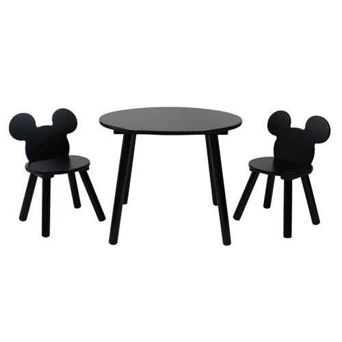Ensemble table basse et 2 chaises Mickey Mouse noires