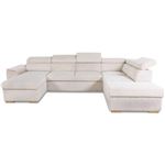 Canapé d'angle convertible panoramique 5 a 6 places DAYTONA - Tissu Lincoln pearl - Avec coffre - L 326 x H 94 x P 216 cm