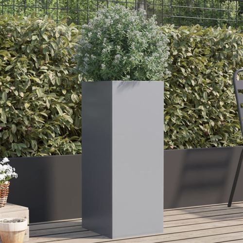 Non Communiqué Gris Jardinière Argenté 32X29x75 Cm Acier Galvanisé