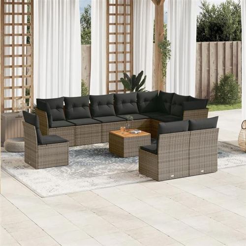 Non Communiqué Gris Salon De Jardin Modulable Vidaxl Rotin 2 Personnes 62 X 62 X 69 Cm 11 Pieces