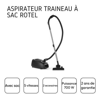 Aspirateur traineau avec sac incluant 2 accessoires aspirateur Rotel ref 1656450