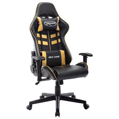 Vidaxl chaise de jeu noir et dor&eacute; cuir artificiel