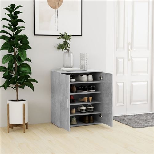 vidaXL Armoire à chaussures Gris béton 60x35x70 cm Bois d’ingénierie808922