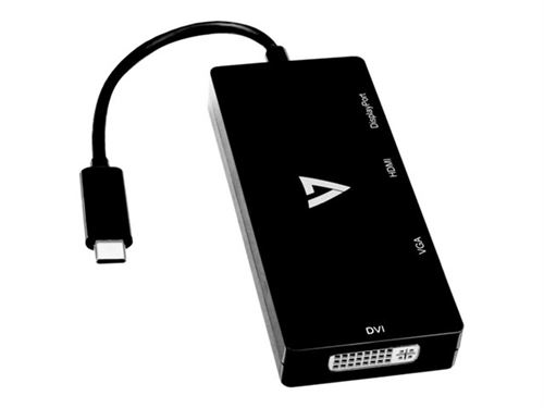 V7 V7UC-DPHDVGADVI-BLK - Adaptateur vidéo - USB-C mâle pour HD-15 (VGA), HDMI, DVI, DisplayPort femelle - noir - support 4K