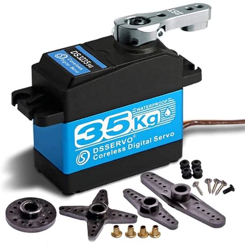Servomoteur numérique sans noyau DS3235 35KG Engrenage en acier inoxydable 7.4V Étanche Haute Couple pour Robot Voiture RC, Turquoise, Plastique