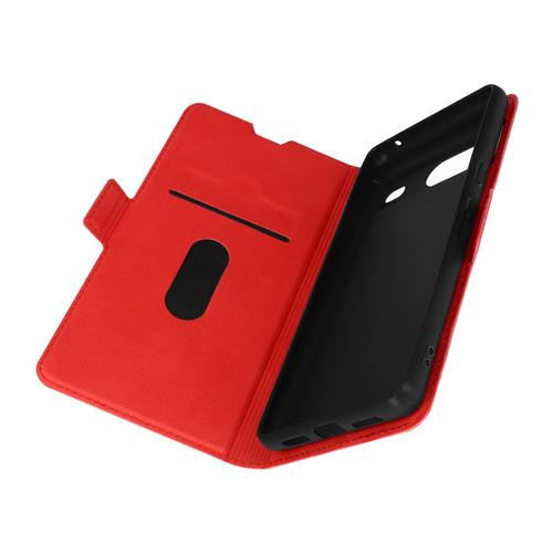 Avizar Etui Rouge Google Pixel 7 Effet Cuir avec Portefeuille Support Vidéo