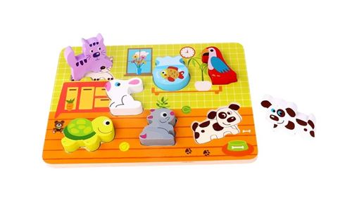 Tooky Toy puzzle animal domestique junior 30 cm bois 8 pièces