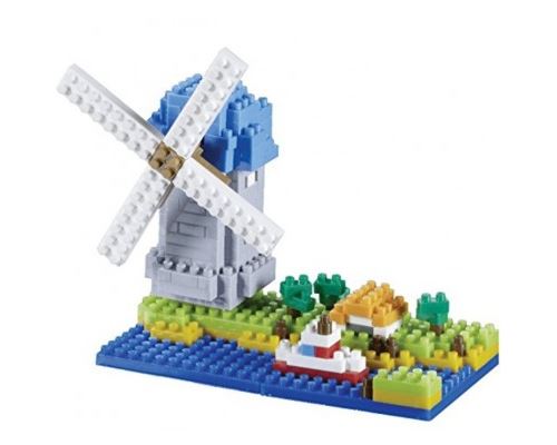 BRIXIES Puzzle 370 Pi&egrave;ces : Nano Puzzle 3D - Moulin &agrave; Vent (Level 3),  
