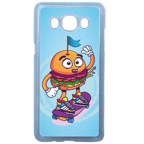 Coque Burger Fond Bleu Compatible Samsung Galaxy J3 2016 Transparent
