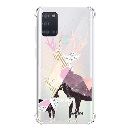 Coque pour Samsung Galaxy A21S anti-choc souple angles renforcés transparente Cerfs motifs [Evetane®]