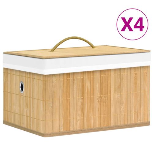 Vidaxl Brun Boîtes De Rangement En Bambou 4 Pcs - Image 1
