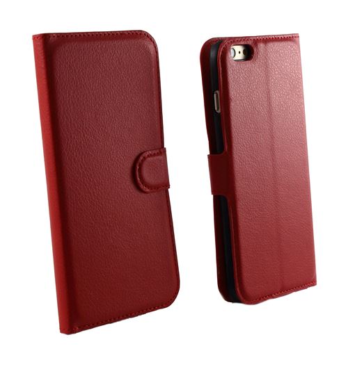 Coque pour iPhone 5 / 5S / SE – Etui Portefeuille Rouge Protection Rabat Clapet Aimanté Rangement Cartes [Phonillico®]