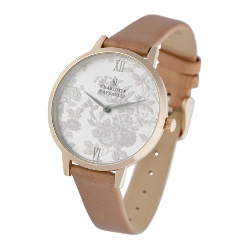 Montre Femme Charlotte Raffaelli à Quartz Cadran Blanc 36mm Et Bracelet Rose Gold En PU CRS18038