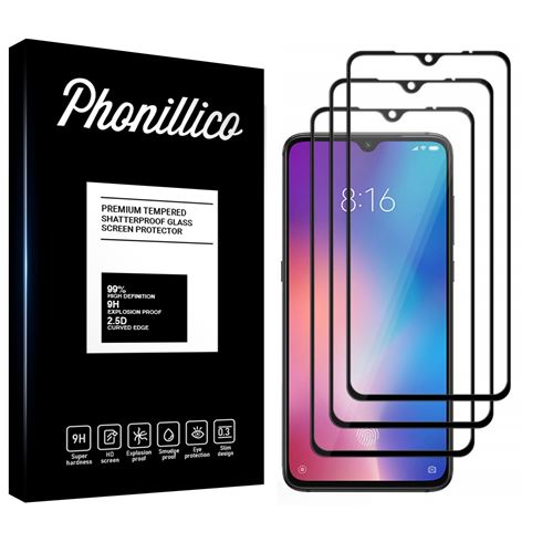 Verre Trempe pour Xiaomi MI 9 [Pack 3] Film Transparent Bord Noir Vitre Protection Ecran Phonillico®