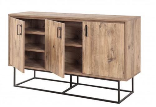BOBOCHIC Buffet bas 140 cm KOHI Pin Atlantique et Noir
