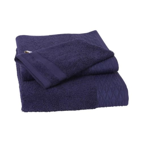 JULES CLARYSSE Lot de 1 serviette + 1 drap de bain + 1 gant Simplicity - 100% coton - Bleu