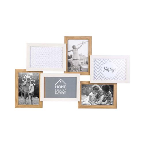 The Home Deco Factory - Pêle-mêle design scandinave Natural - 6 Photos - Blanc et bois - Natural
