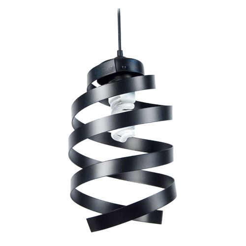 Suspension en métal 2 spirales torsadées diamètre 18cm Barber Pole noir noir