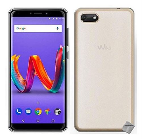 Housse etui coque pochette silicone gel fine pour Wiko Sunny 3 avec verre trempe - BLANC TRANSPARENT
