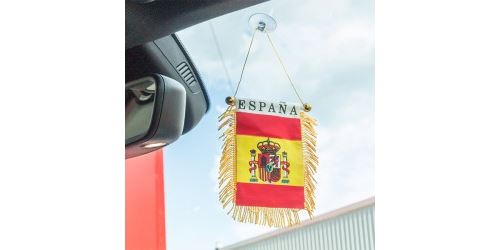 Fanion aux couleurs de l’Espagne avec ventouse - Décoration voiture, chambre maison
