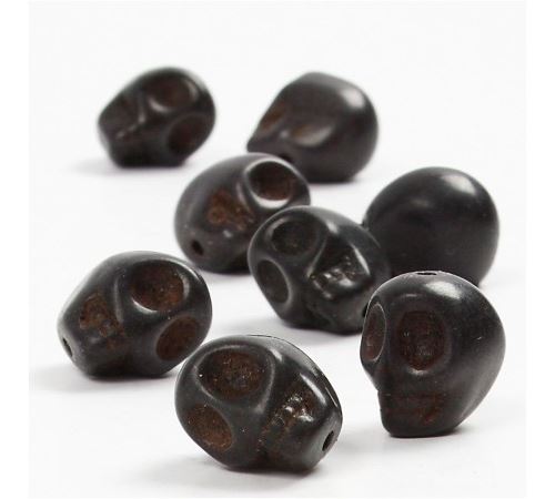 Perles howlite - Tête de mort - Noir - 12 mm - 32 pcs