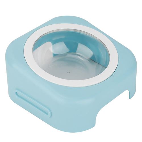 Distributeur de bol incliné 10 degrés en plastique avec support durable pour chien chat (bleu)