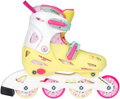 Nijdam patins à roues alignées filles réglables en taille jaune / rose 30/33