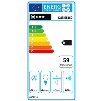 hotte décorative murale 90cm 60db b 399m3/h inox/verre - d85iee1s0