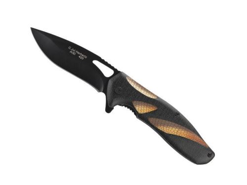 herbertz - 533412 - couteau herbertz alu noir motif ecaille 11,5cm inox + clip