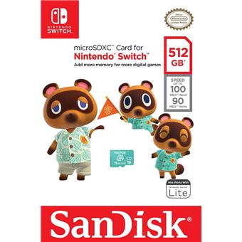 Carte mémoire microSDXC UHS-I SanDisk 512 Go pour Nintendo Switch Vert et blanc